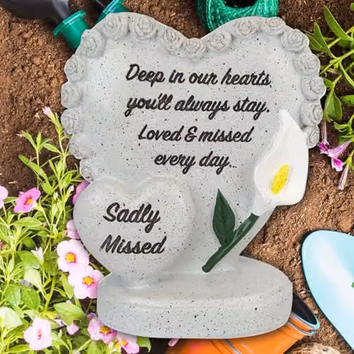 VFM e-Store Memorial Flower Pot Ornament, Grey Polyresin, W: 15 cm, D: 13 cm, H: 8 cm – 5