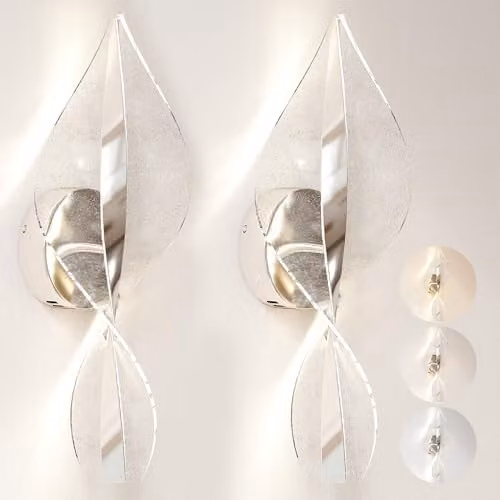 HOMCOM 2 Pack Modern LED Wall Lamps in Silver Tone with Adjustable Up and Down Light Effect – 1