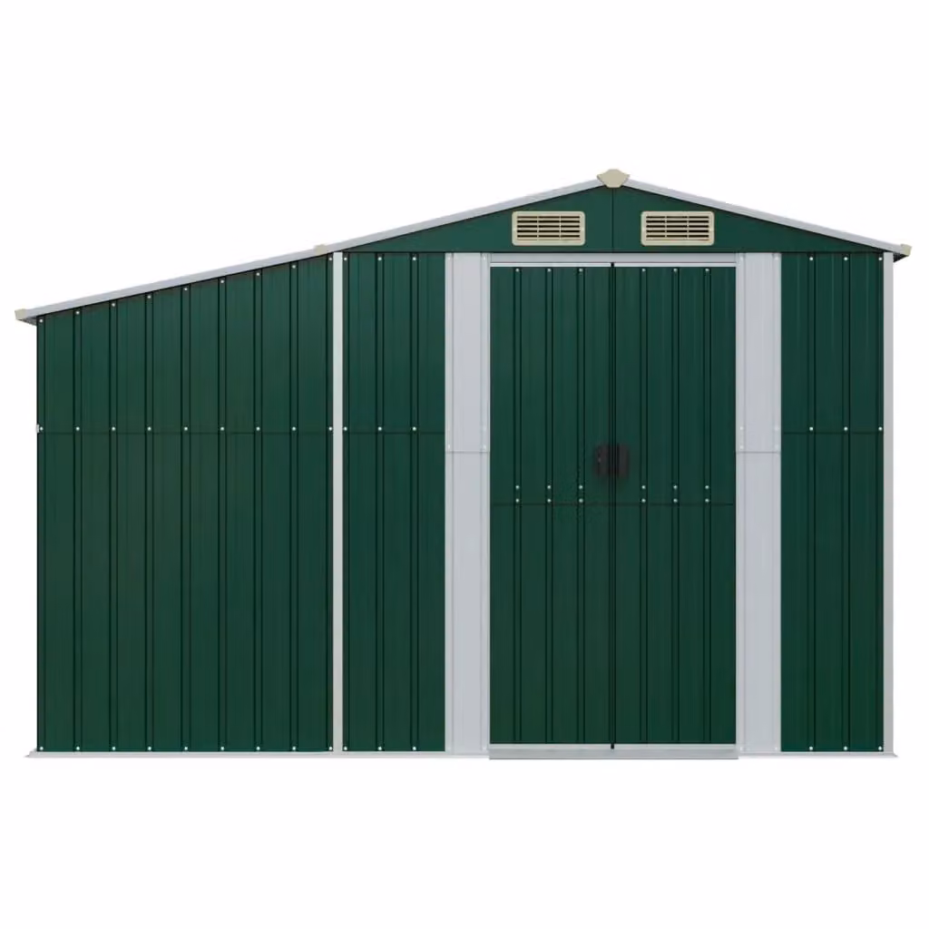 Berkfield Home Green Galvanised Steel Garden Shed W/D/H: 277 x 93 x 179 cm – 2