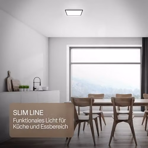 B.K.Licht Black LED Slim Panel Ceiling Light, 16W, 1900lm, 4000K Neutral White, IP44 Splash-Proof, W/D/H: 24 x 24 x 3 cm – 3