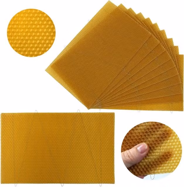 Actiasbee National Beehive Wired Brood Wax Foundation, 10 pieces, Yellow, 1.0mm