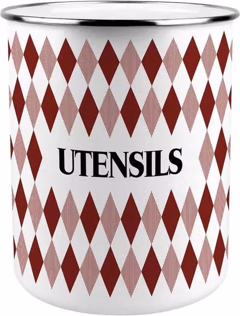 Purely Home Red Argyle Print Ceramic Freestanding Kitchen Utensil Holder