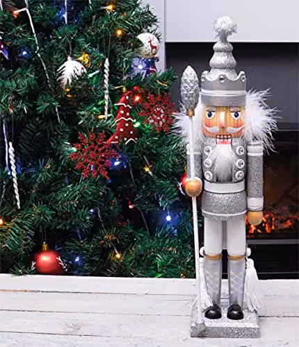 St Helens Home & Garden Nutcracker with Staff Christmas Tabletop Decoration, Multicolour, Height: 40 cm – 1