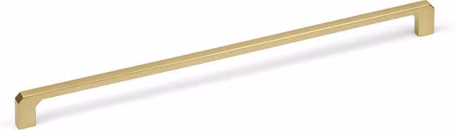 Handle & Home Brushed Gold Slim Square Angled Kitchen Bar Handle, Brass, 336mm