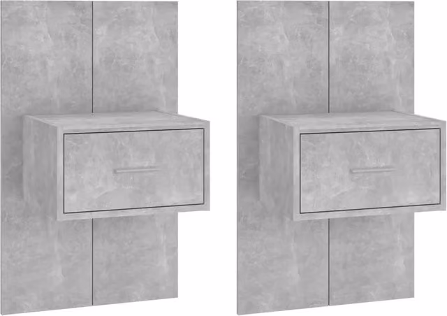 Berkfield Home Wall-mounted Bedside Cabinets, 2 Piece Set, Concrete Grey – 1