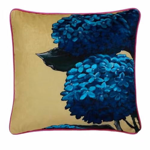 Ulster Weavers Laurence Llewelyn-Bowen Hiyah Hydrangea Floral Velvet Filled Cushion in Green and Blue, W/D/H: 43 x 43 x 43 cm – 3
