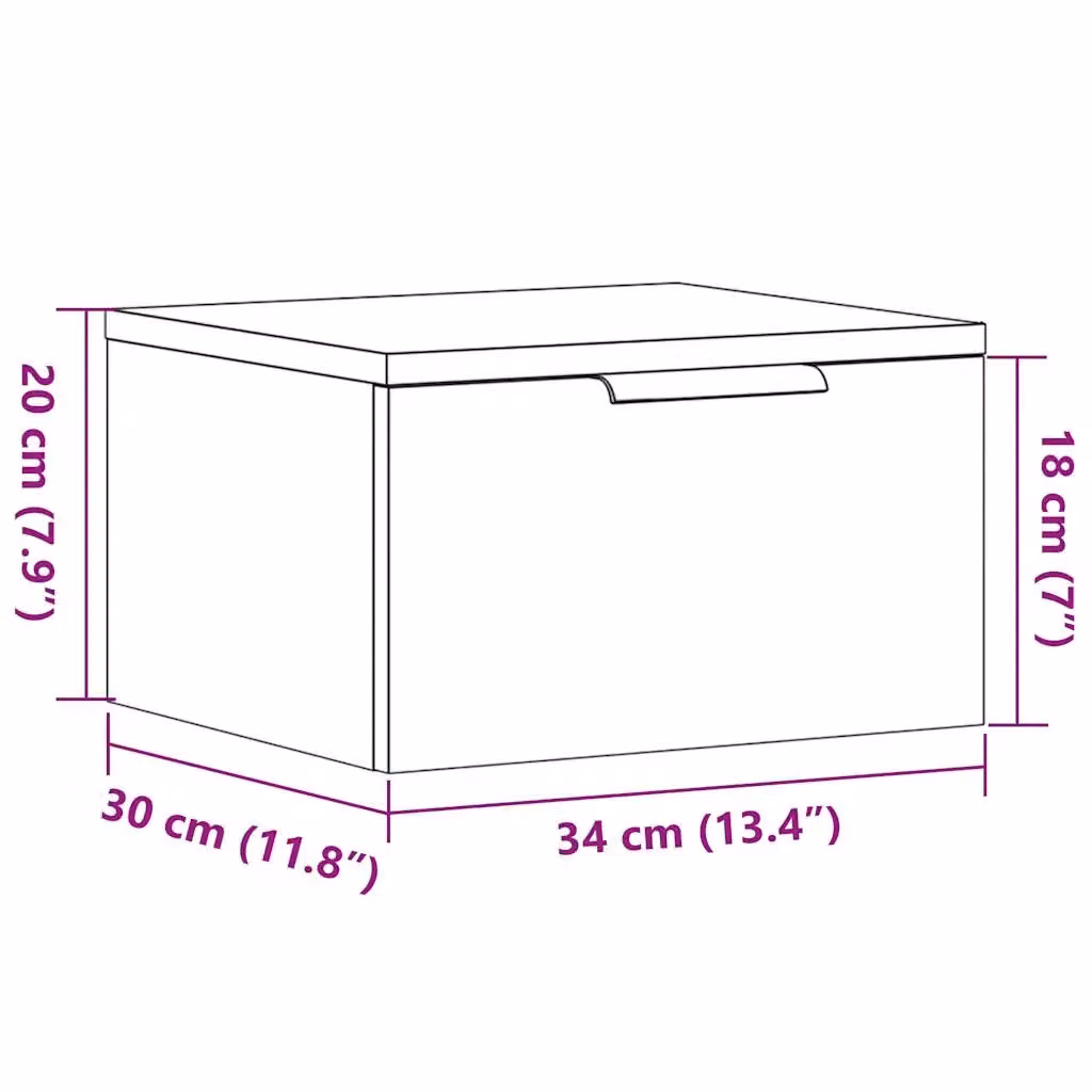 Berkfield Home Artisan Oak Wall-mounted Bedside Cabinets, 2 Pack, Brown, W/D/H: 34 x 30 x 20 cm – 3