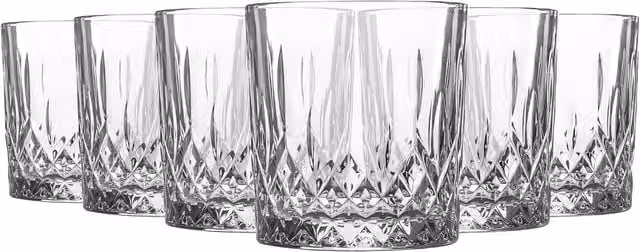 LAV Odin Geometric Whiskey Tumblers, Set of 6, Clear, 330ml