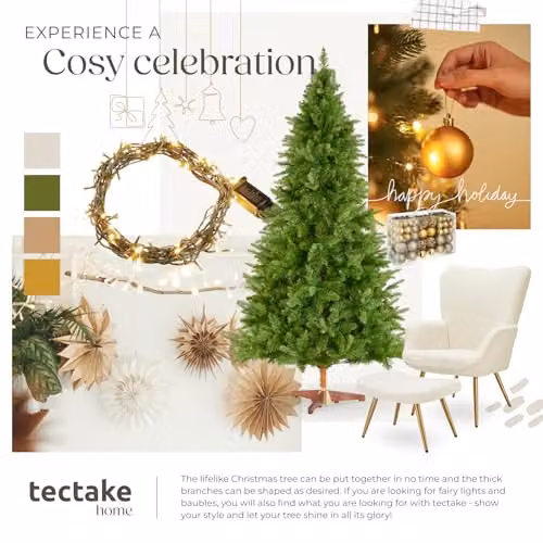 tectake Cupid Artificial Christmas Tree in Green, Height: 220 cm – 6