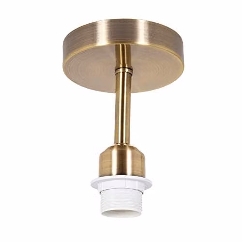 Happy Homewares Industrial Metal Ceiling Light Fitting in Gold/Brass, W/D/H: 12 x 12 x 17 cm