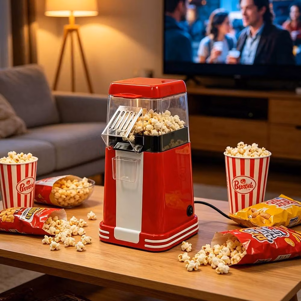 Gr8 Home Retro Electric Hot Air Popcorn Maker Machine, 1200W, Red with 6 Serving Boxes – 7