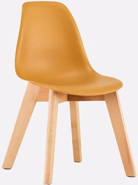 sweeek Set of 2 Scandinavian Style Childrens Chairs with Beech Wood in Mustard Yellow