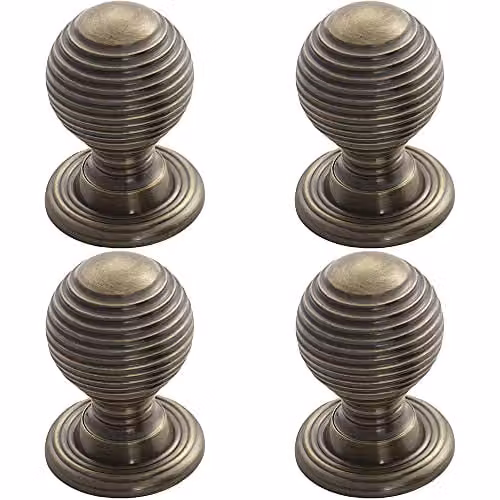 Loops 4 Pack Textured Reeded Ball Cupboard Door Knob in Brushed Florentine Bronze – 1