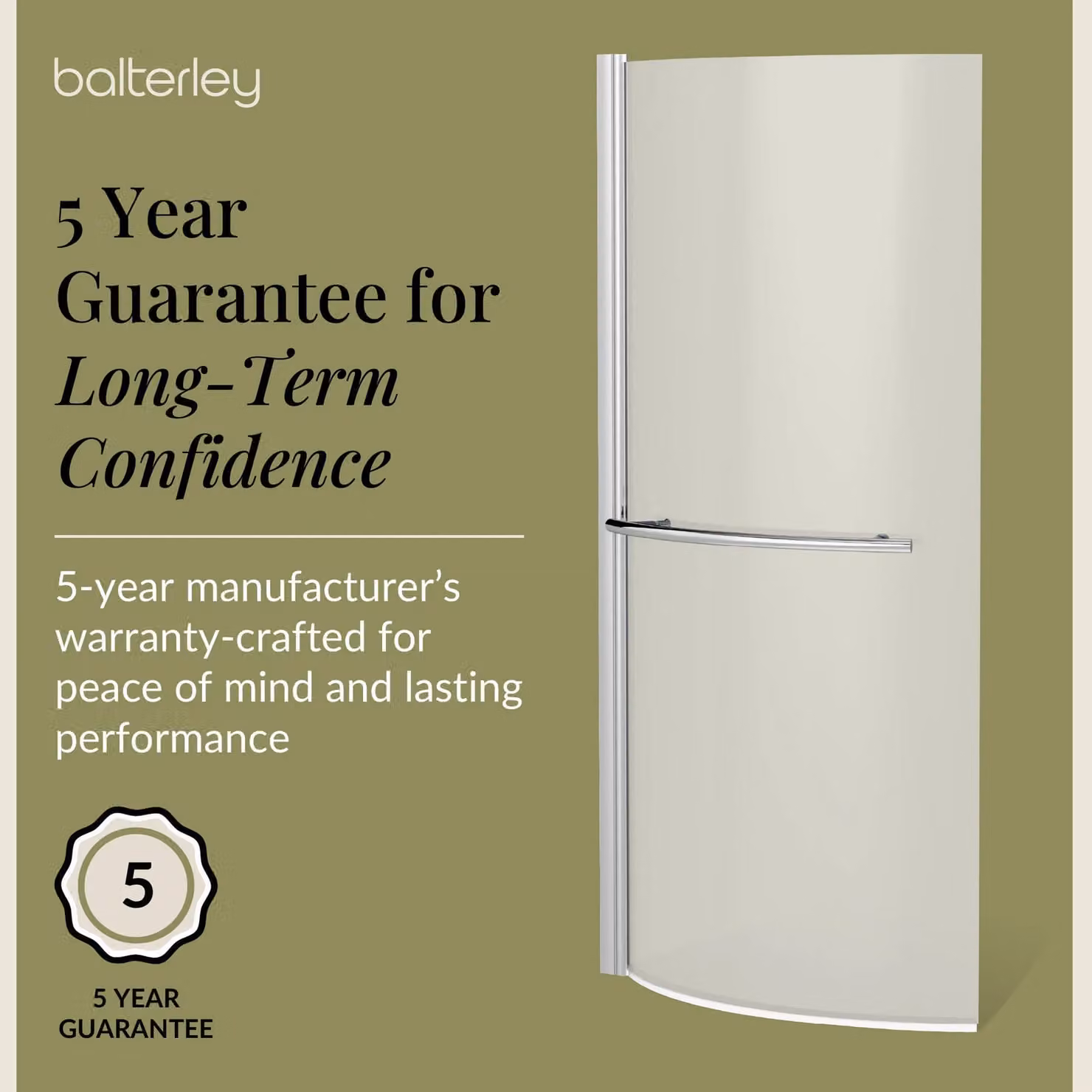 Balterley Reversible P-Bath Screen with Chrome Towel Rail, 6mm Toughened Safety Glass, Silver, W: 700 mm, H: 1430 mm, D: 900 mm – 2