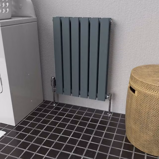Lux Heat Flat Horizontal Double Steel Radiator in Slate Grey, W: 60.0 cm, H: 42.0 cm