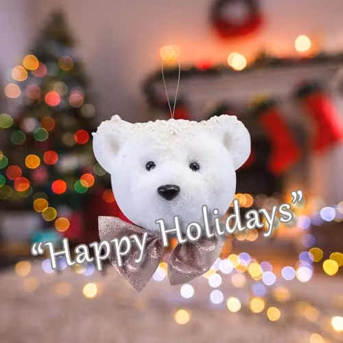 VFM e-Store White Flocking Bear Hanging Christmas Decoration, W: 13 cm, H: 14 cm – 3