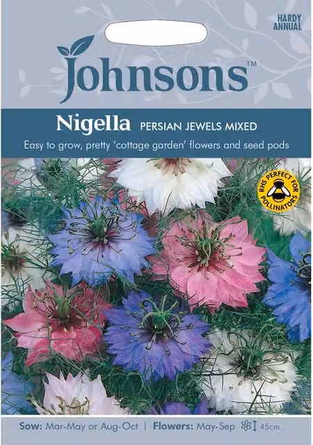 Johnsons Mixed Persian Jewels Nigella Flower Seeds, Multicolour Ornamental Garden Seeds