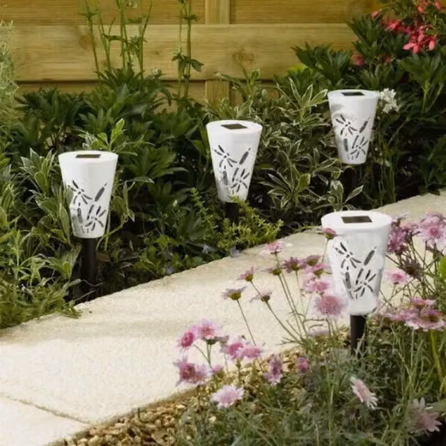 Garden Mile LED Solar Dragonfly Stake Lights in White