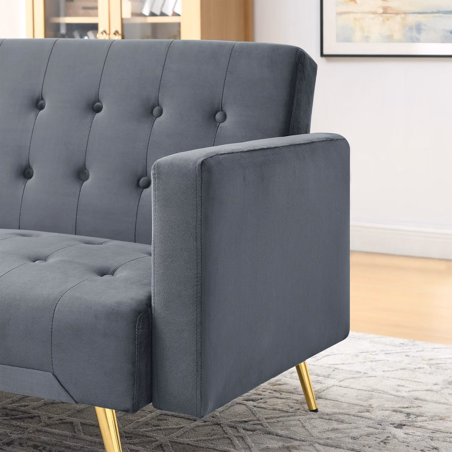 Outdoor Living Olivia 3 Seater Grey Velvet Click Clack Sofa Bed – 2