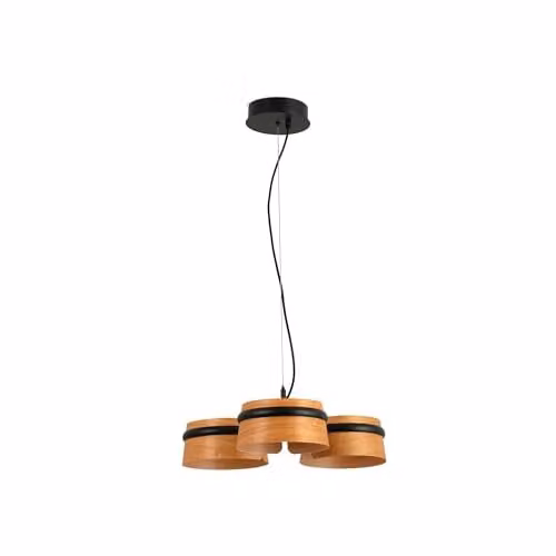 Netlighting Loop Dimmable LED 3-Light Cluster Pendant Lamp in Black and Wood – 1