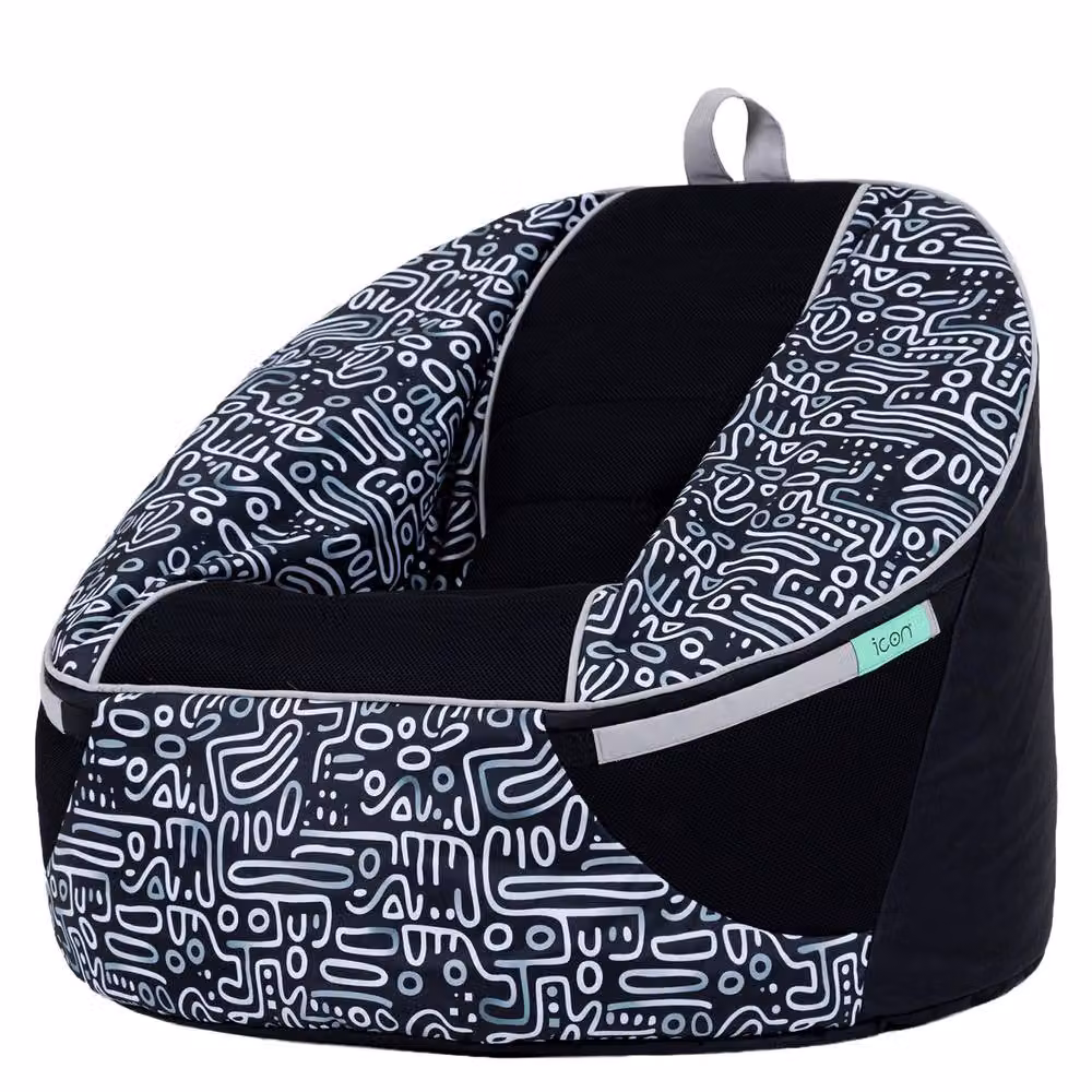 icon Alpha Kids Gaming Bean Bag in Black and Grey with Filling Included – 3