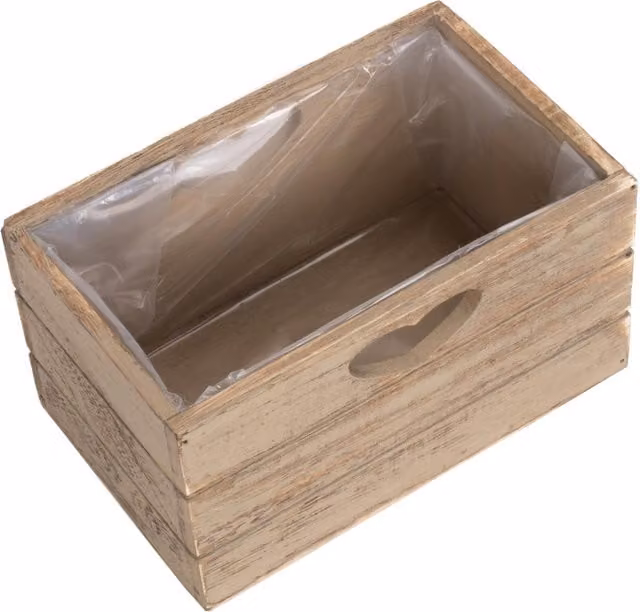 Red Hamper Oak Effect Wooden Planter with Plastic Lining in Brown – 1