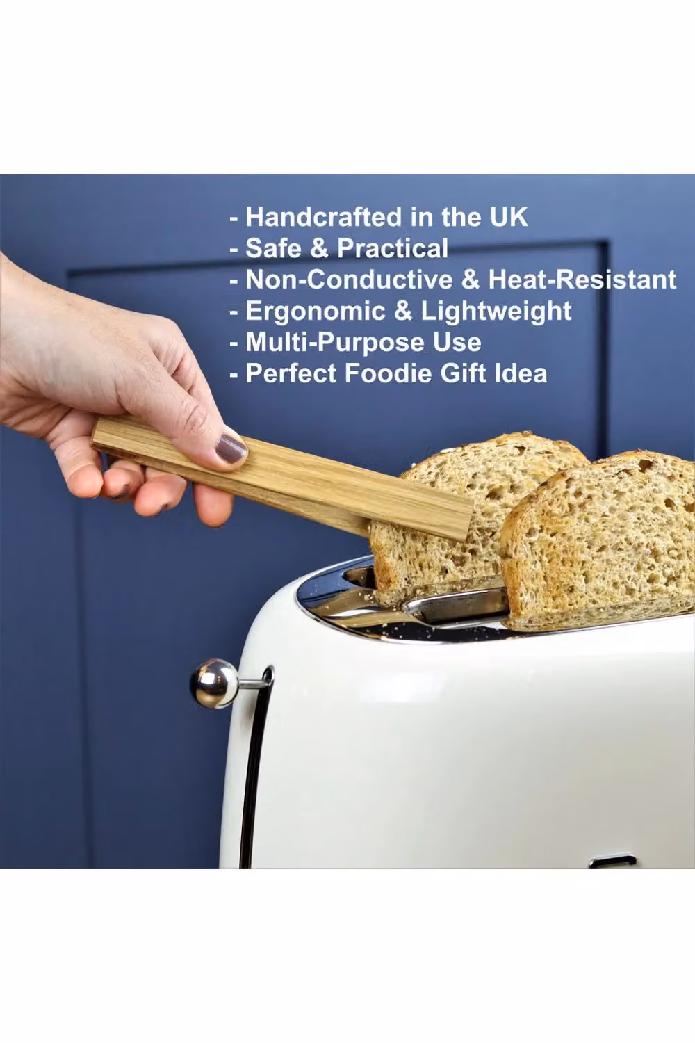 MijMoj Design Oak Toaster Tongs in Light Brown, 16 cm – 2