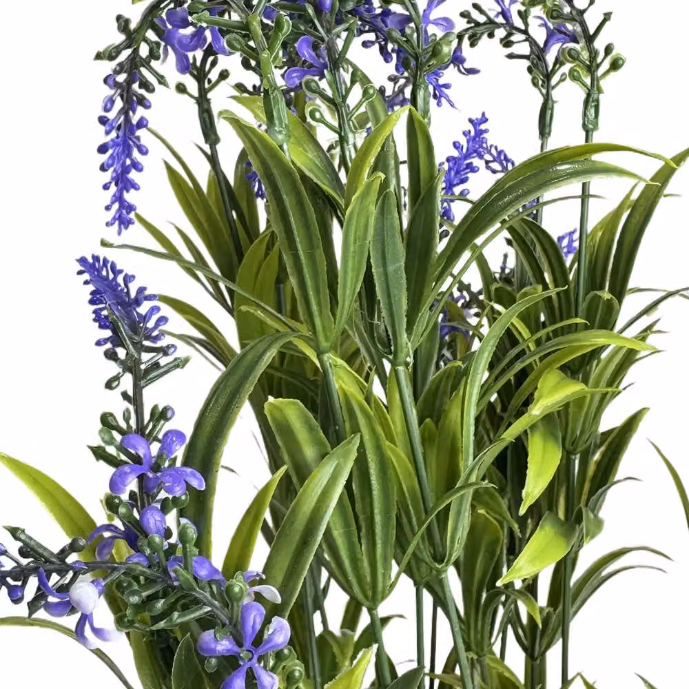 Voltico Artificial Potted Lavender Plant in a Black Pot, Green and Purple, Height: 38 cm – 3