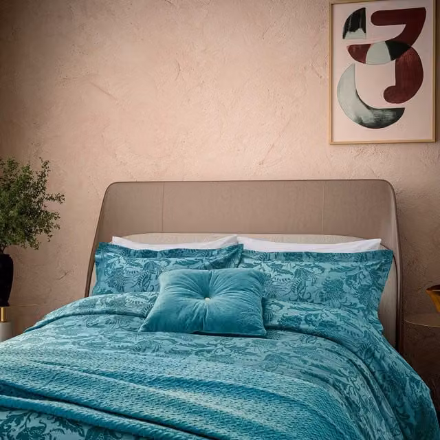 Ted Baker Blue Floral Jacquard Cotton Duvet Cover and Pillowcase Set, 140 x 200 cm – 1