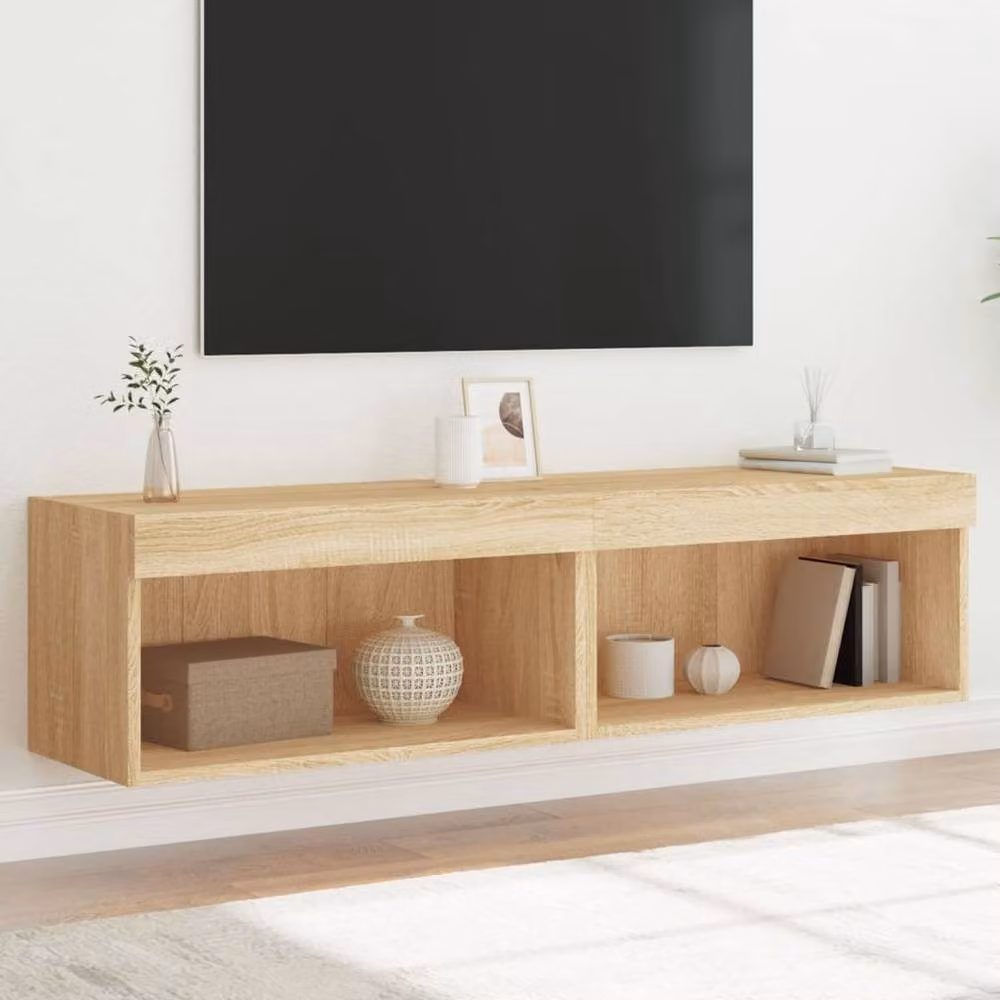 Berkfield Home Set of 2 Modern TV Cabinets with LED Lights in Sonoma Oak Tan, W/D/H: 60 x 30 x 30 cm – 2