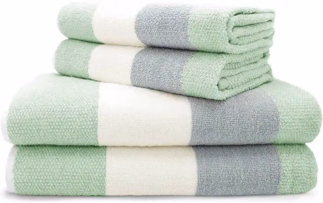 Velosso Weston Striped Cotton Towels in Green