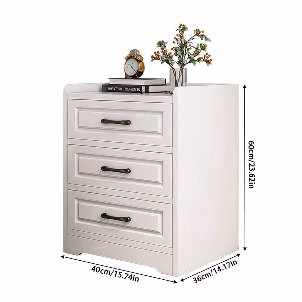 EONLION Modern 3 Drawer Bedside Table Cabinet in White – 2
