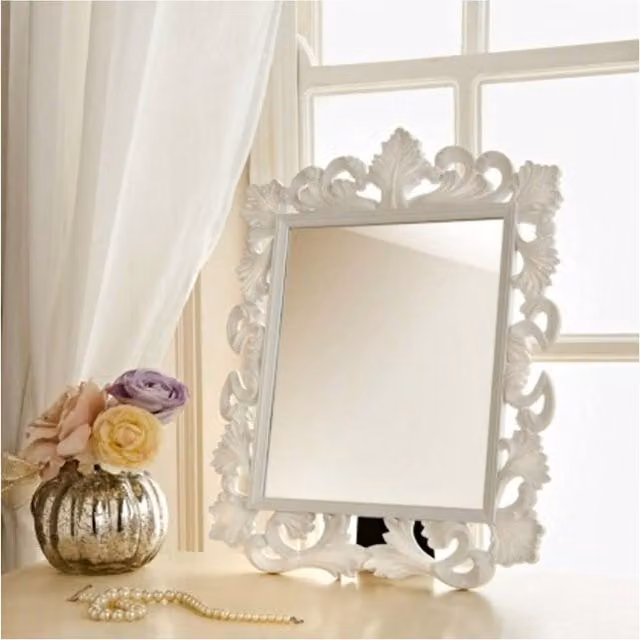 Biznest White Rectangular Tabletop Dressing Table Mirror