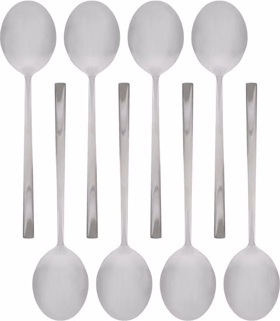 Argon Tableware Coated Stainless Steel Teaspoons in Silver and Black, Set of 8