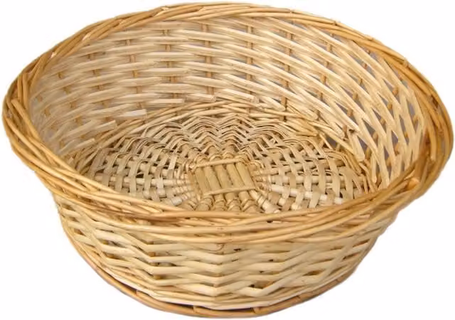 Red Hamper Split Willow Round Wicker Tray in Brown and Red, W/D/H: 30 x 30 x 10 cm