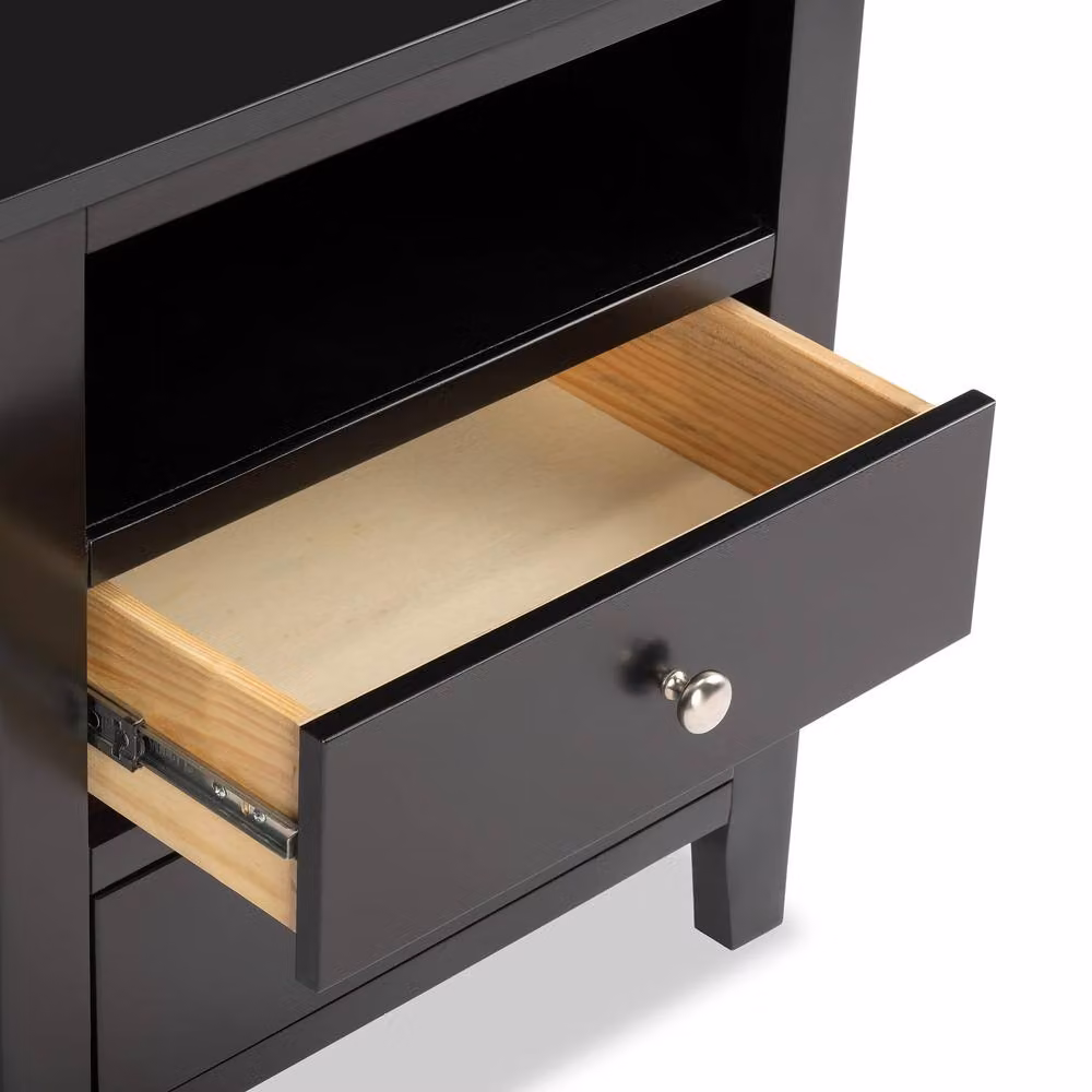 Statement Furniture Brooklyn 2 Drawer Bedside Table in Black – 5