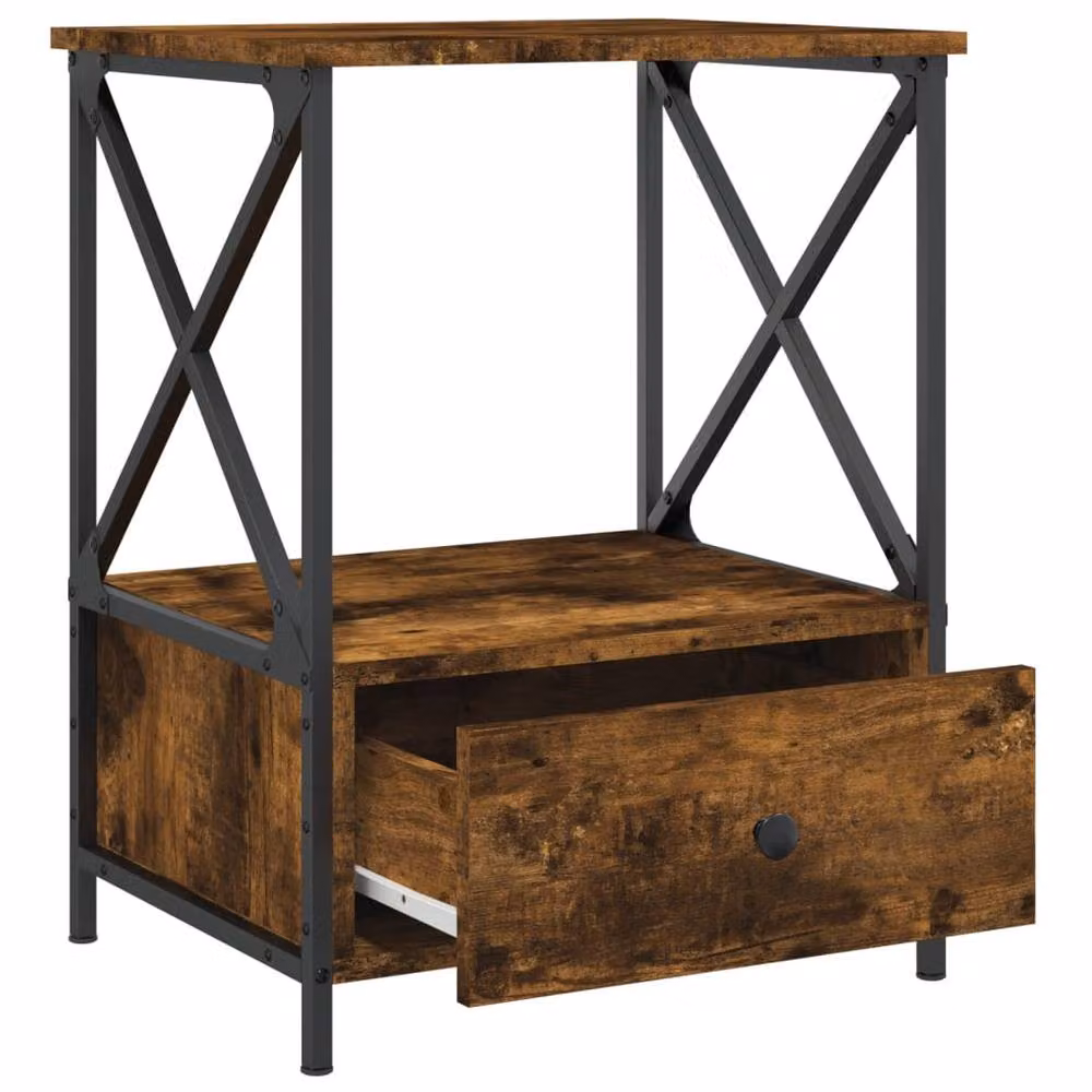 Berkfield Home Smoked Oak Bedside Table in Brown, W/D/H: 50 x 41 x 65 cm – 4