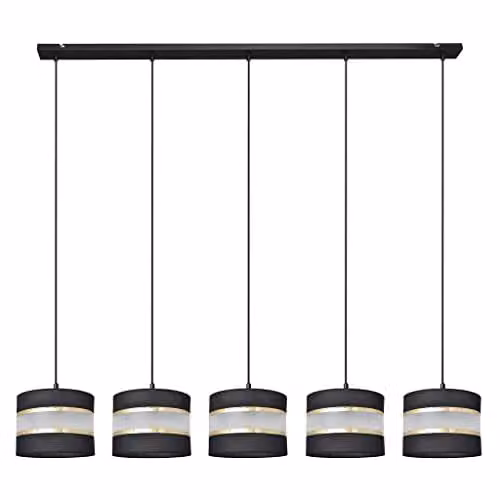Netlighting Helam Straight Bar Pendant Ceiling Light in Black and Gold/Brass, 115 cm