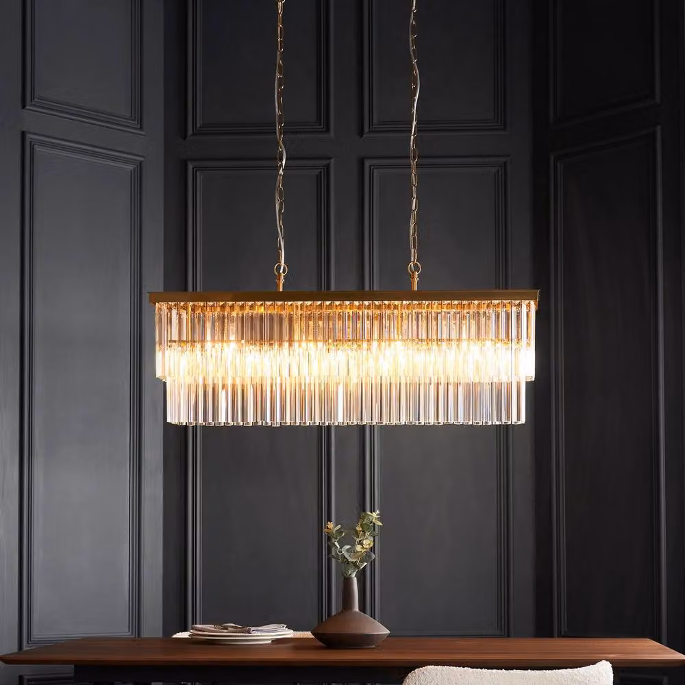 Netlighting Conaston Bar Pendant Light with Transparent Cut Glass in Gold/Brass, 4x E14 – 2