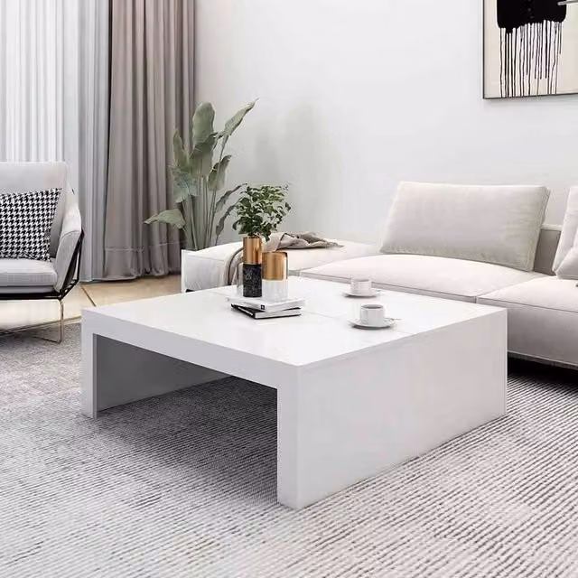 Berkfield Home Modern White Square Coffee Table in Engineered Wood W/D/H: 100 x 100 x 35 cm – 1