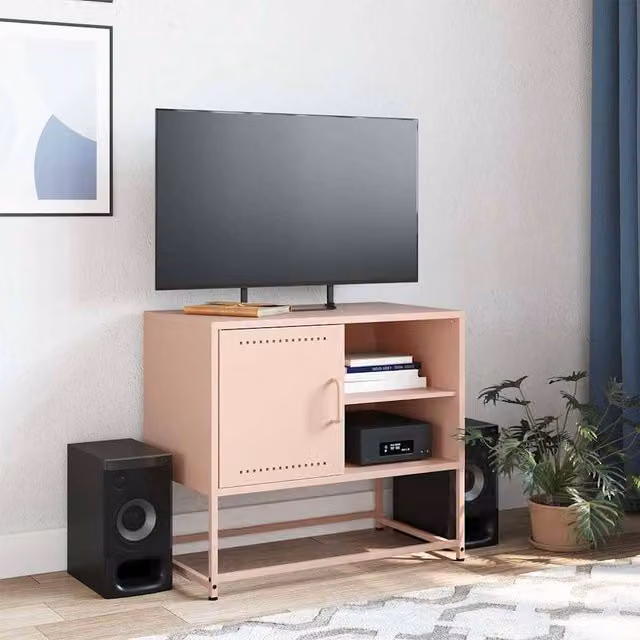 Berkfield Home Modern Pink Metal TV Cabinet W: 68 cm, D: 39 cm, H: 60.5 cm