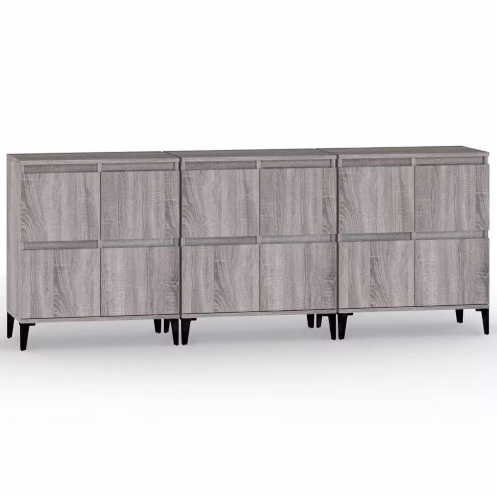 Berkfield Home Set of 3 Modern Grey Sonoma Sideboards, W/D/H: 60 x 35 x 70 cm – 2