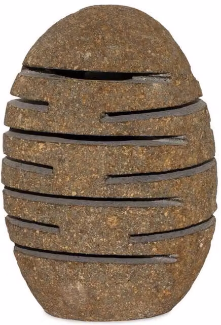 KDMD Natural Riverstone Pillar Candle Holder in Brown, W/D/H: 10 x 13 x 22 cm