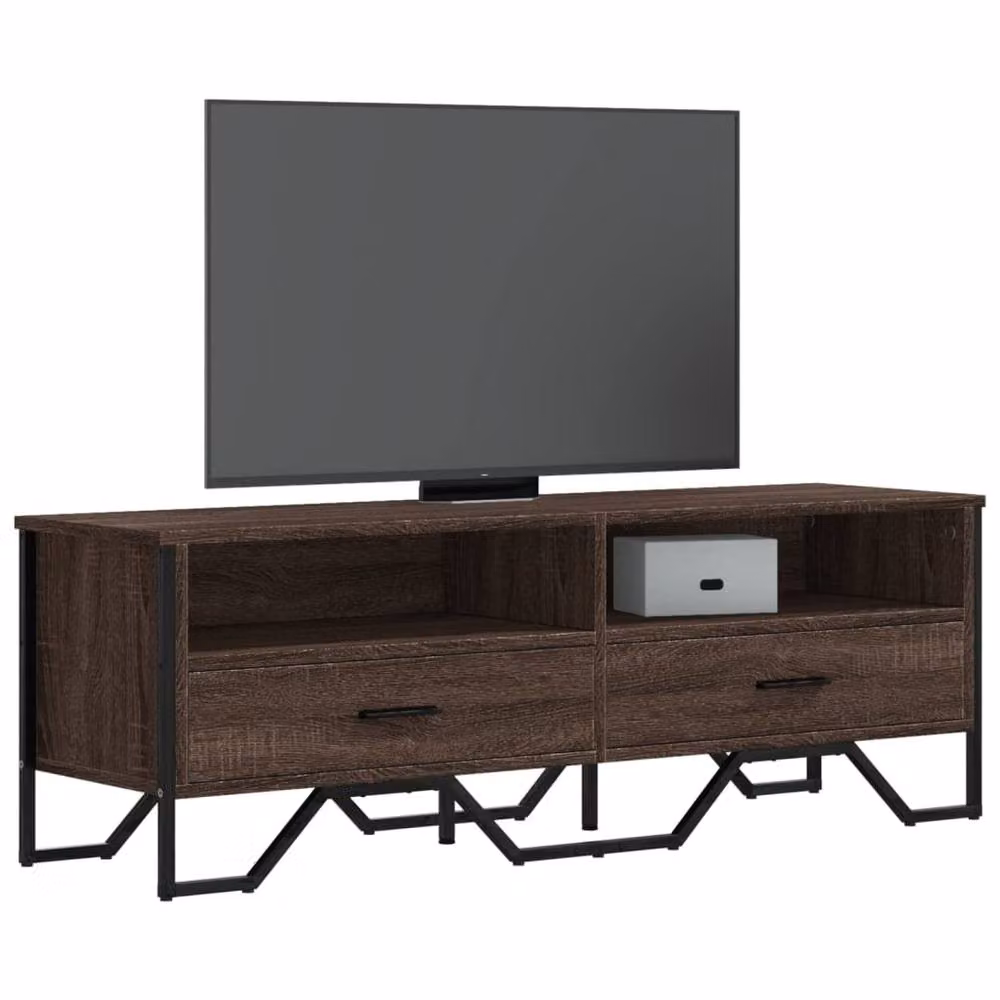 Berkfield Home TV Cabinet in Brown Oak, W/D/H: 122 x 34 x 41 cm – 2