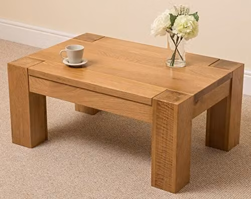 Thats Furniture Kuba Chunky Small Oak Coffee Table in Light Oak, W/D/H: 90 x 60 x 40 cm