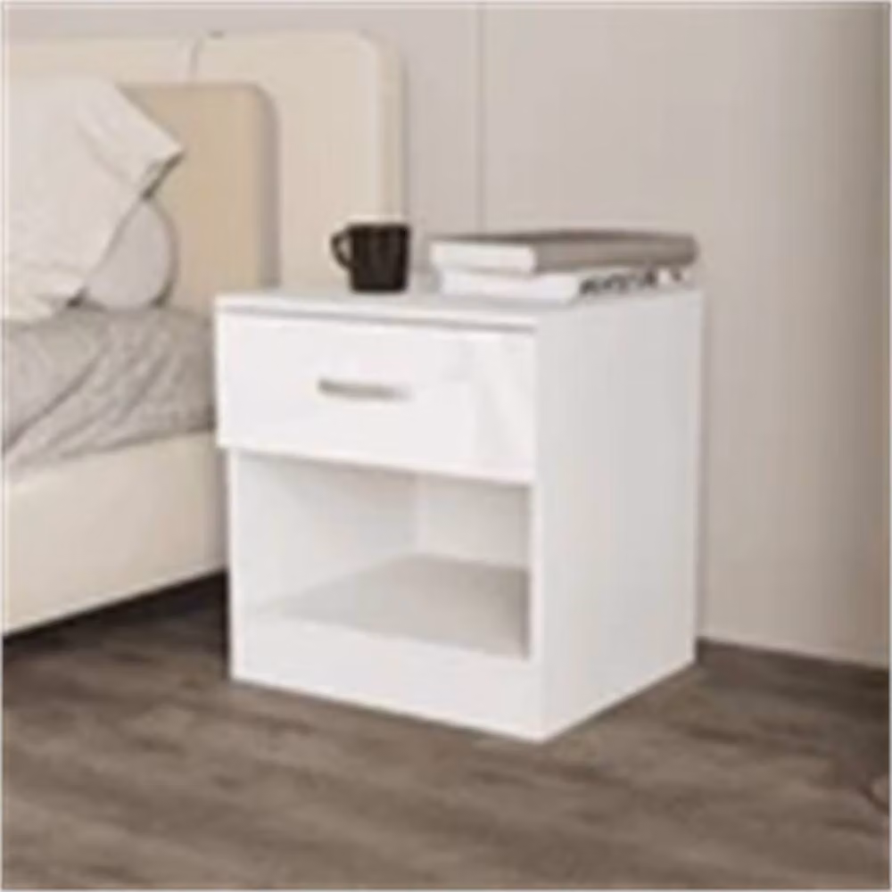 Nordara White High Gloss Minimalist Bedroom Bedside Table, Width: 100 cm – 3