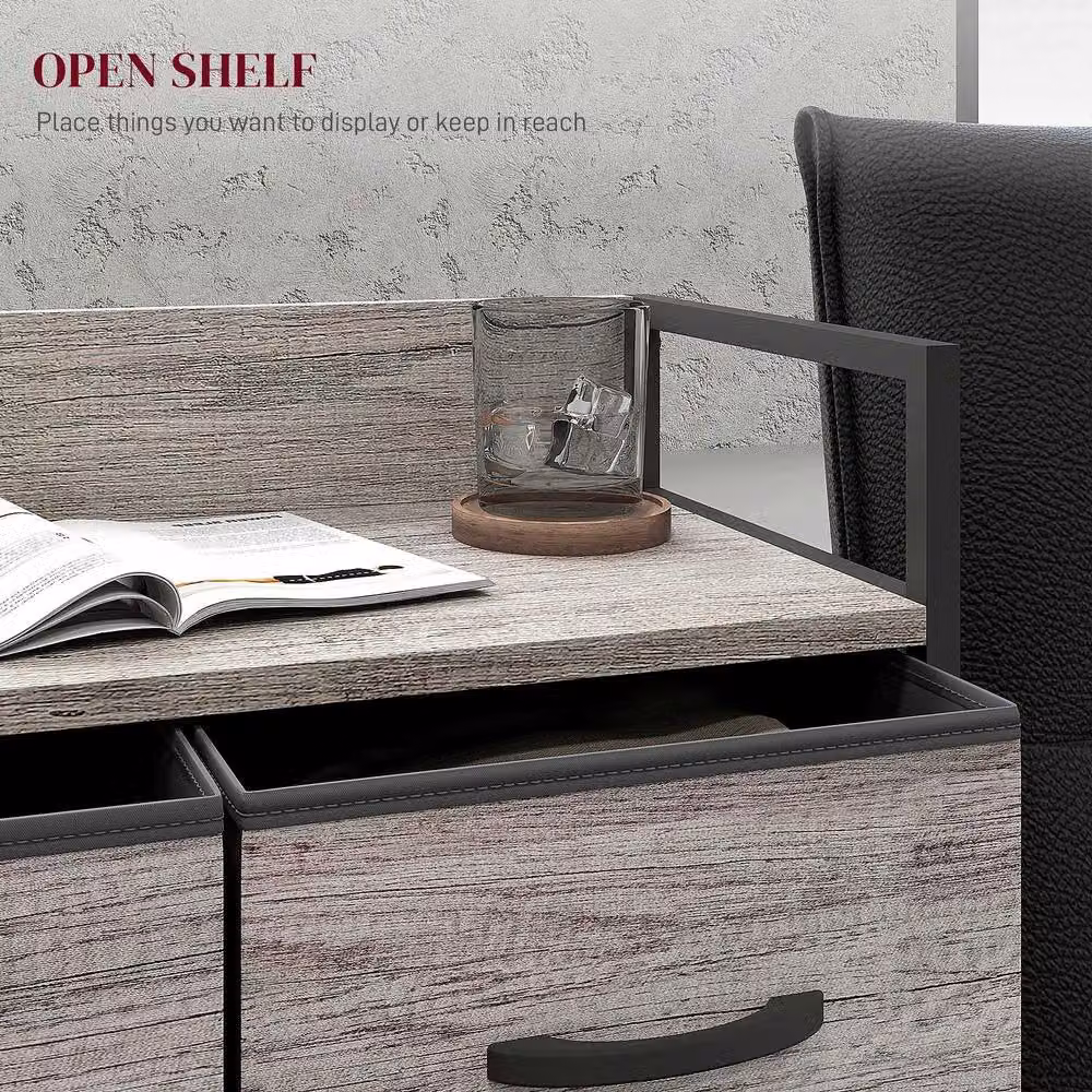 STILVORA Industrial Chest of 4 Drawers with Steel Frame in Grey Wood Effect – 4