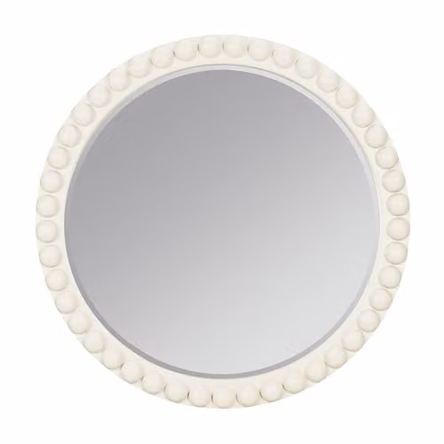 Statement Furniture Cromwell Round Wall Mirror with Wooden Bobbin Design, Diameter: 77 cm, Beige – 2