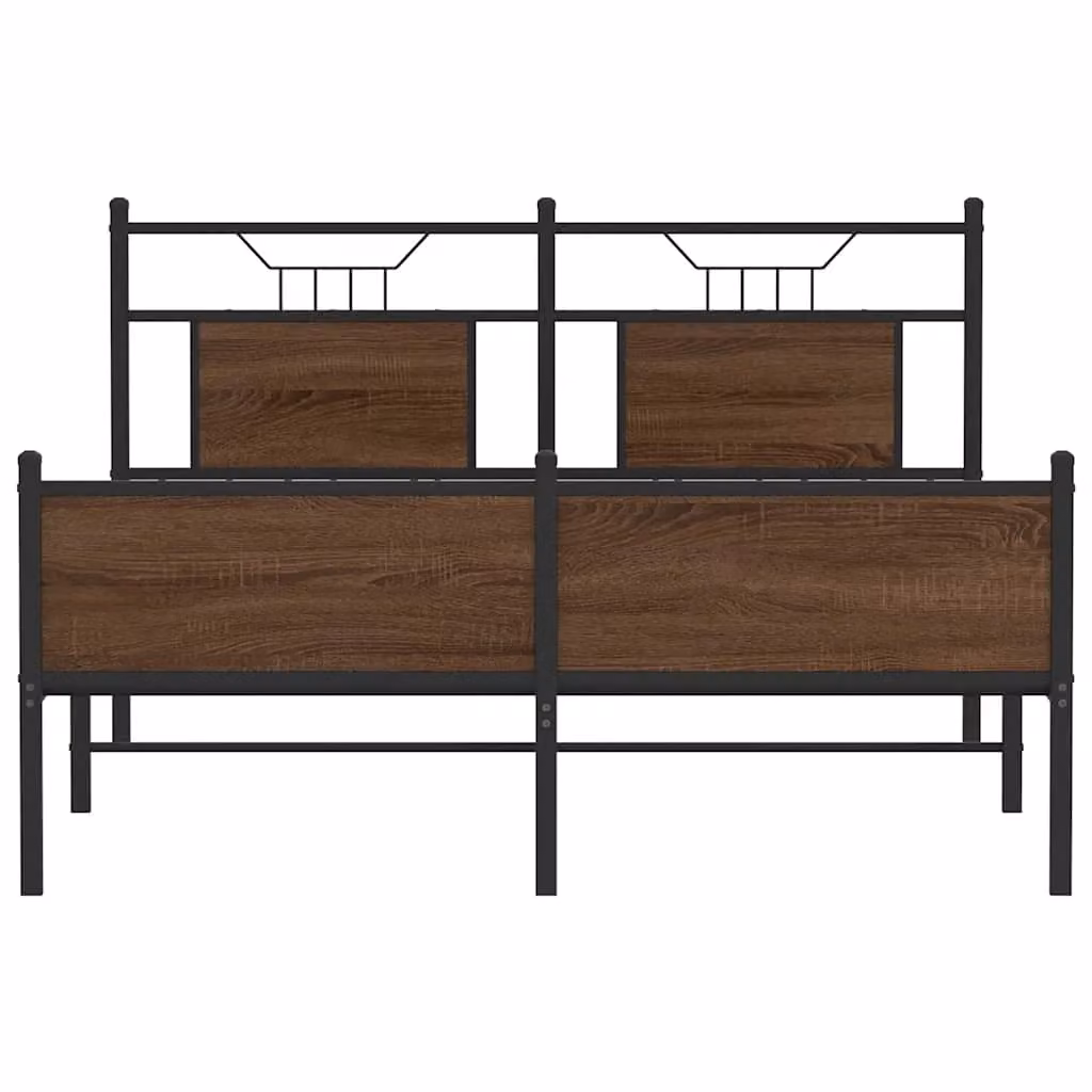 Berkfield Home Bed Frame in Brown Oak, W: 140 cm, L: 200 cm – 3