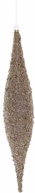 KDMD Glitter Drop Hanging Christmas Decorations, Gold and Grey, 2 Pack